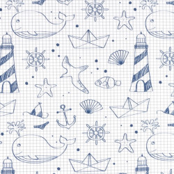 Jersey - Kritzeleien Am Meer dunkelblau